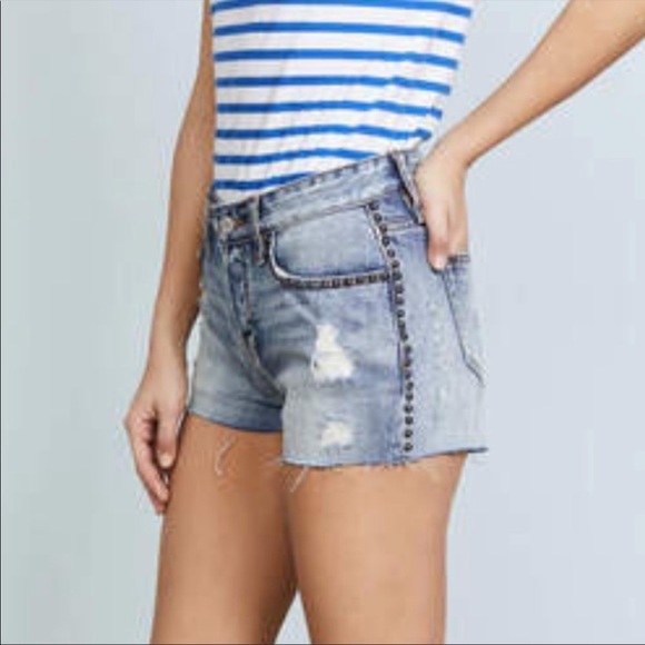 Rails Austin Studded Raw Hem Distressed Jean Shorts Size 27 - Picture 3 of 8